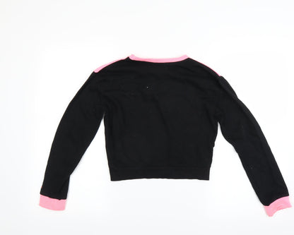 Back view of Pep&Co girls’ black pullover sweatshirt, size 10-11, years