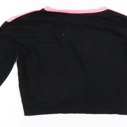 Brand and care label for Pep&Co girls’ black pullover sweatshirt, size 10-11, years
