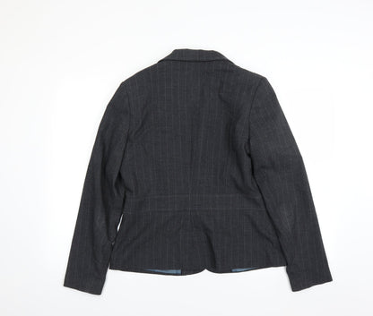 Back view of Autonomy women’s grey striped jacket suit jacket, size UK 14