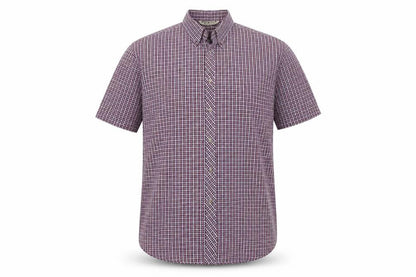 Front view of Giorgio men’s red check button-up, size L