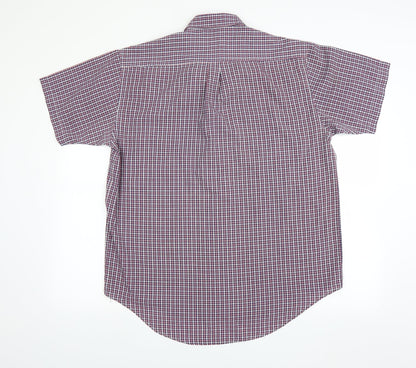 Back view of Giorgio men’s red check button-up, size L
