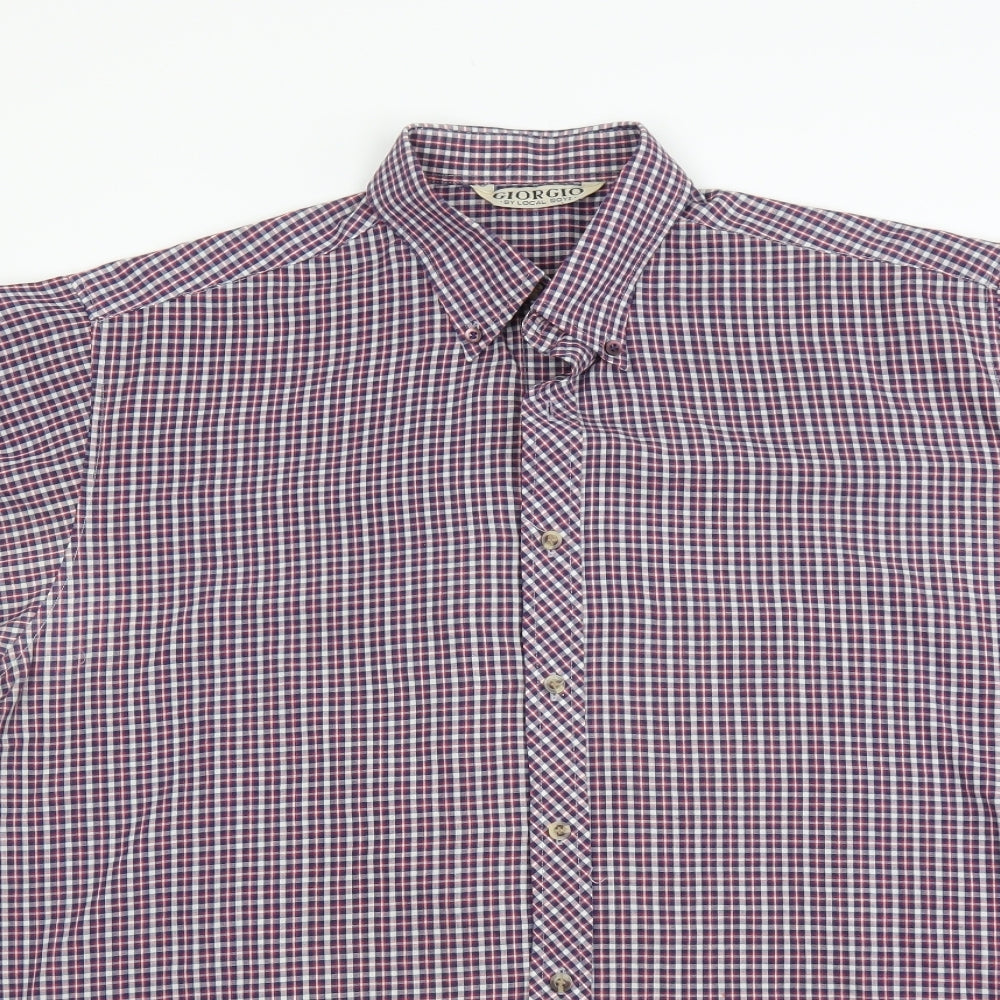 Giorgio Mens Red Check   Button-Up Size L
