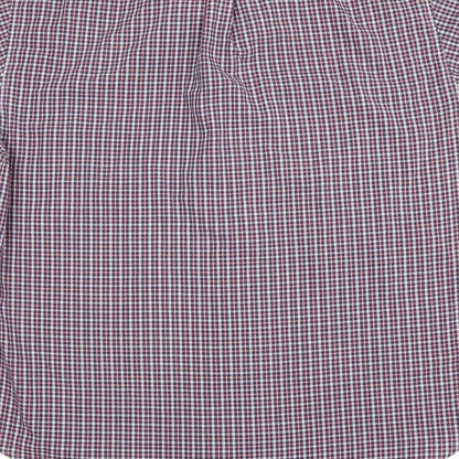 Brand and care label for Giorgio men’s red check button-up, size L