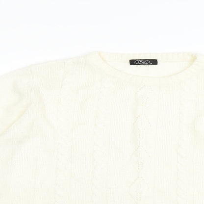 Close-up detail of Bonmarché women’s ivory jumper, size M
