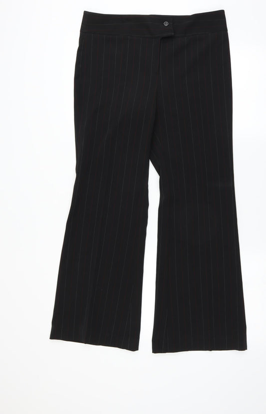 Liquid Womens Black Striped  Trousers  Size 34 in L29 in - Bootcut