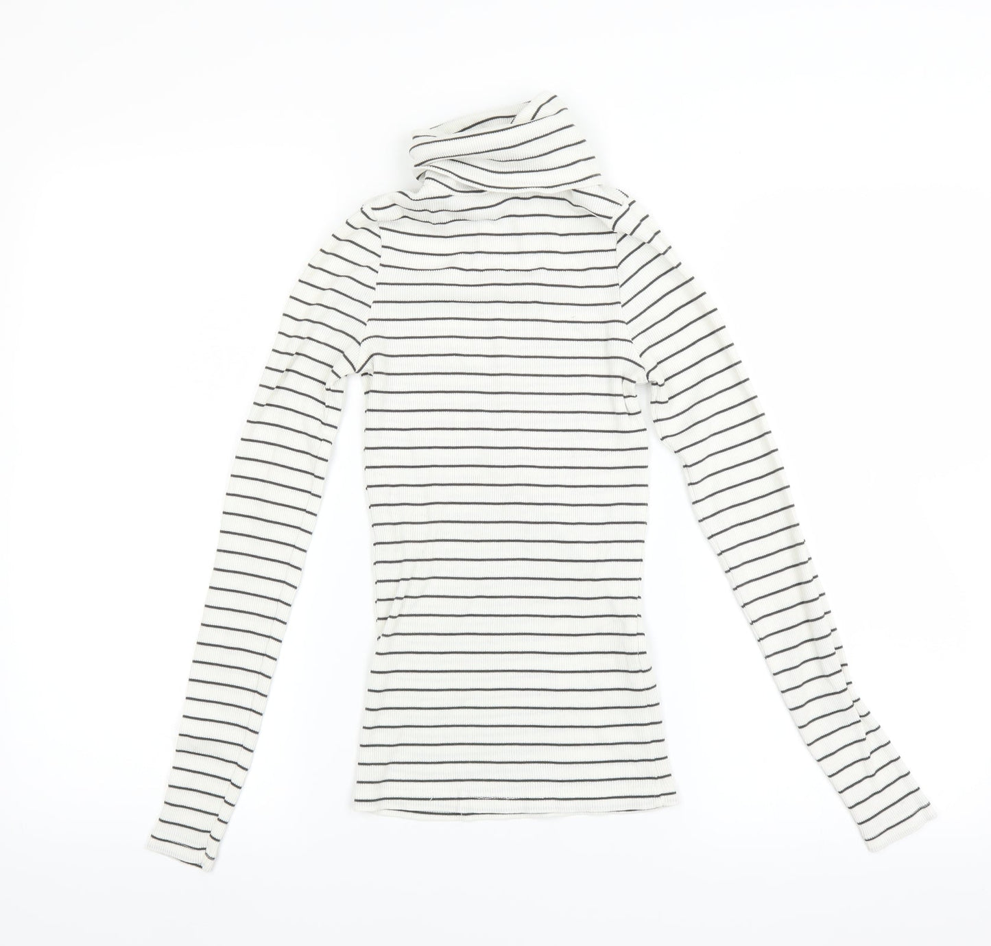 New Look Womens White Striped  Pullover Jumper Size 6