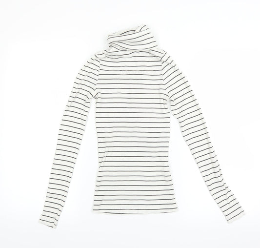 New Look Womens White Striped  Pullover Jumper Size 6