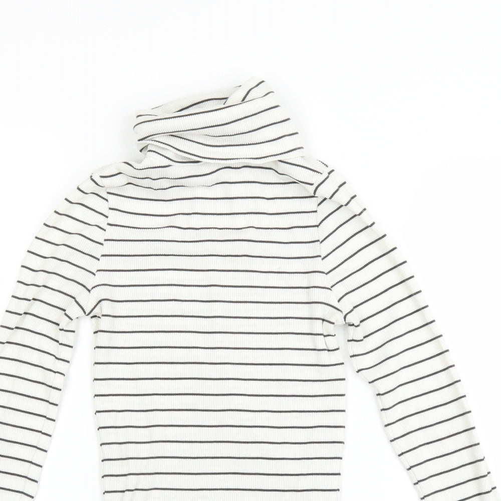 New Look Womens White Striped  Pullover Jumper Size 6