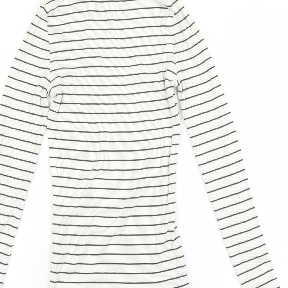 New Look Womens White Striped  Pullover Jumper Size 6