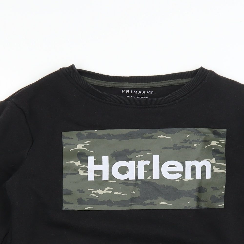 Primark Boys Black   Pullover Sweatshirt Size 10-11 Years  - harlem