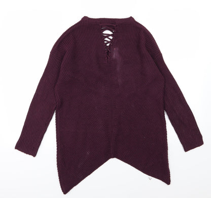 Back view of Select women’s purple knit jumper, size UK 8, - burgundy