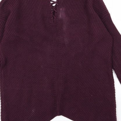 Brand and care label for Select women’s purple knit jumper, size UK 8, - burgundy