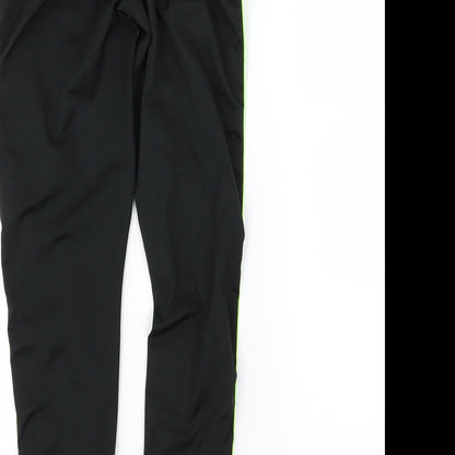Brand and care label for HIIT women’s black striped compression leggings, size S, 25-inch leg
