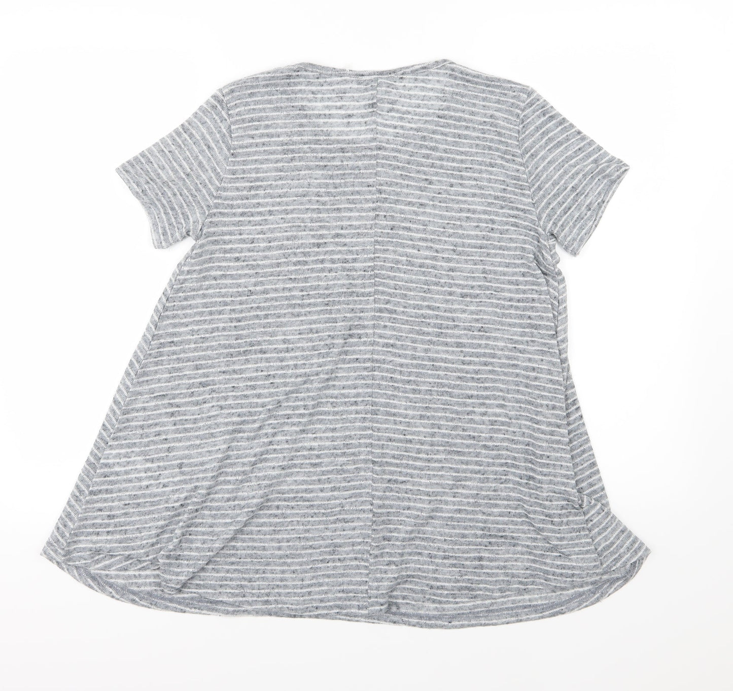 New Look Womens Grey Striped Woven Basic T-Shirt Size 6