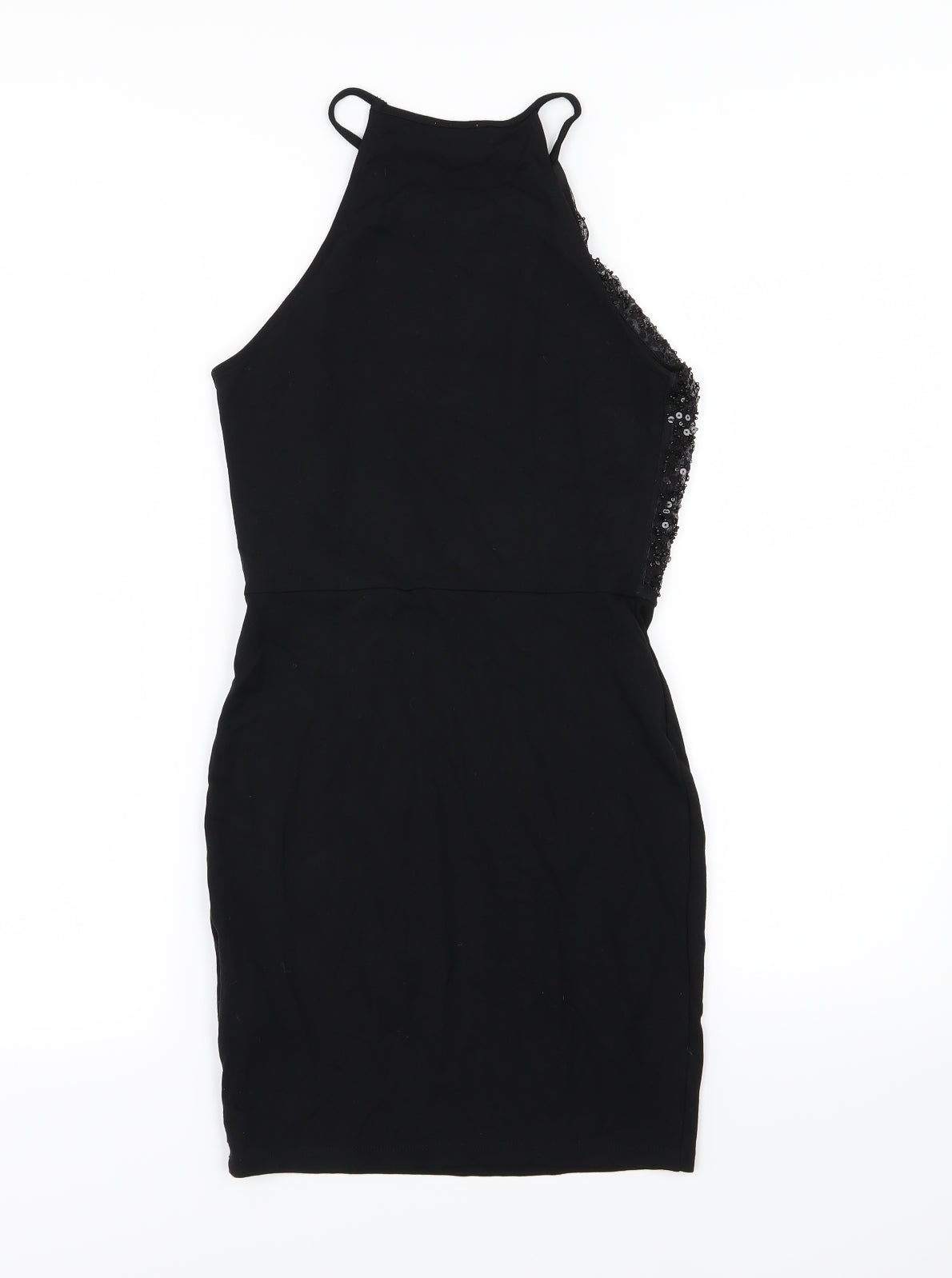H&M Womens Black  Jersey Pencil Dress  Size 4  - Sequin