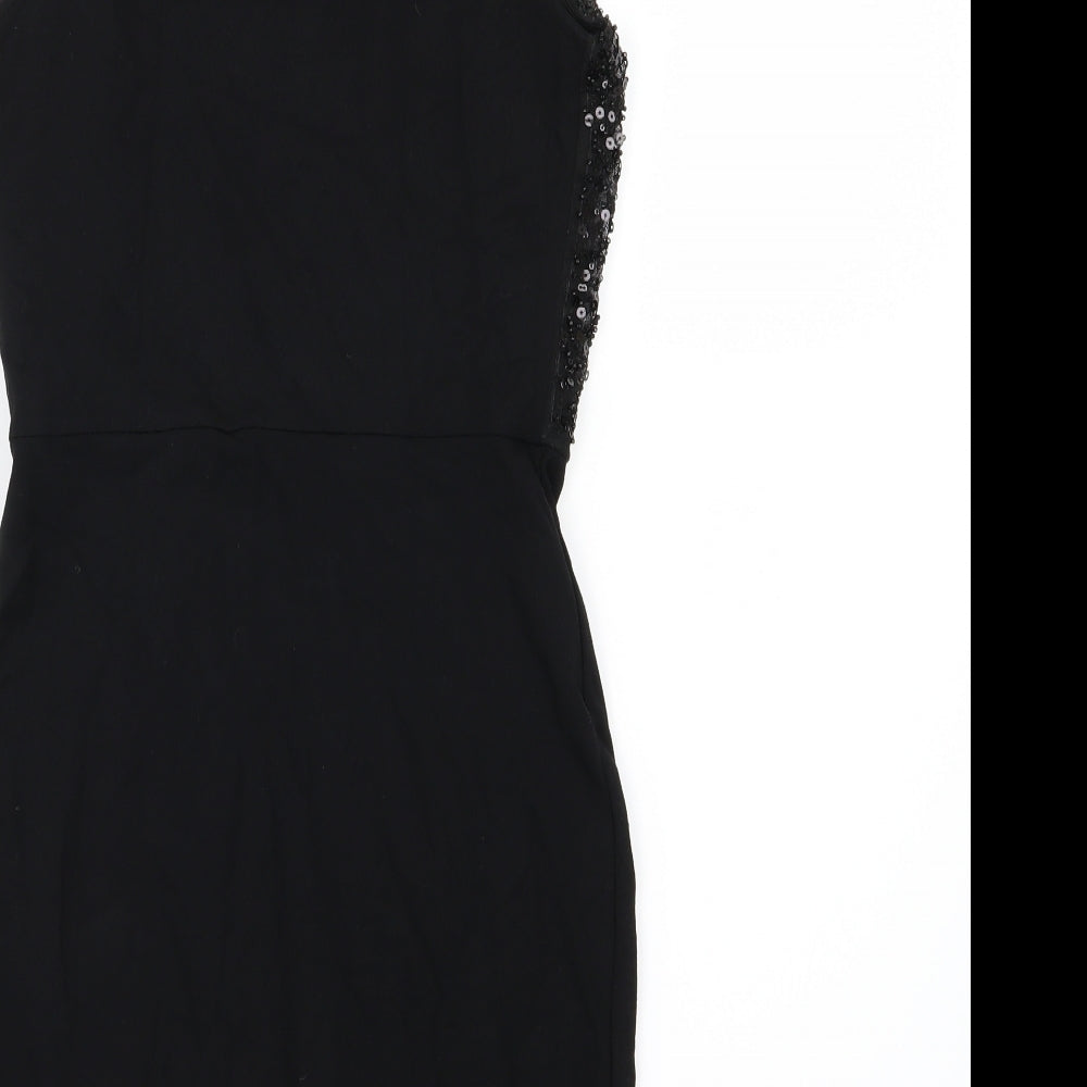 H&M Womens Black  Jersey Pencil Dress  Size 4  - Sequin