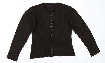 Additional front view of Linea women’s brown cape jumper, size L