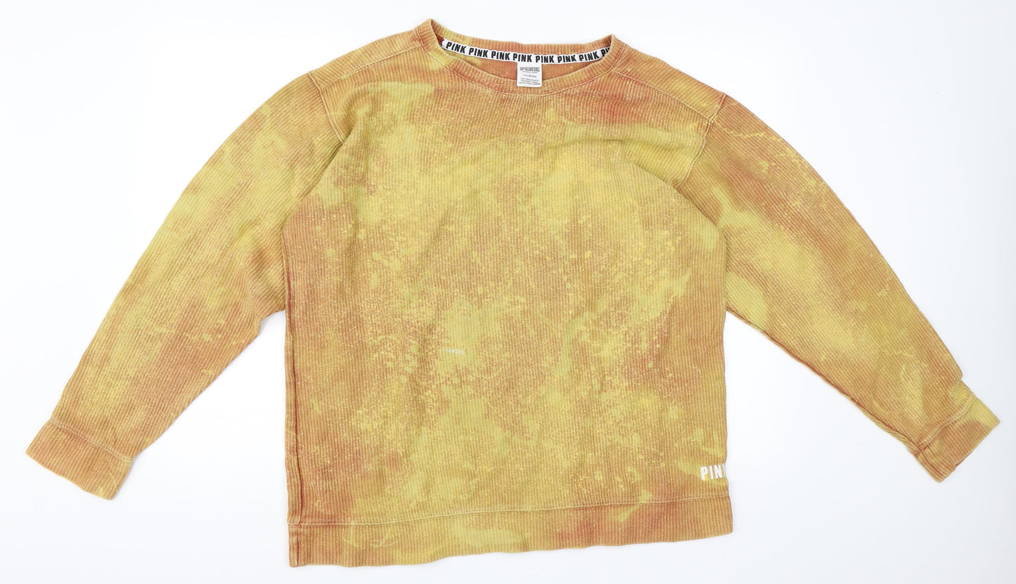 PINK Womens Yellow   Pullover Sweatshirt Size L