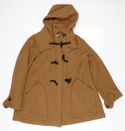 Additional front view of Preworn women’s beige overcoat coat, size M