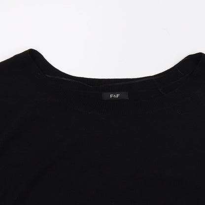 Close-up detail of F&F women’s black jumper, size UK 8