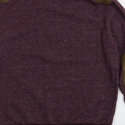 Brand and care label for New Look men’s purple jumper, size M