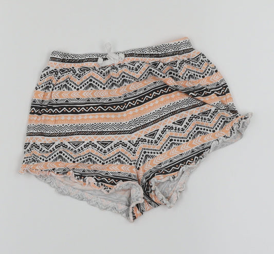 Matalan Girls White Geometric  Sweat Shorts Size 8 Years