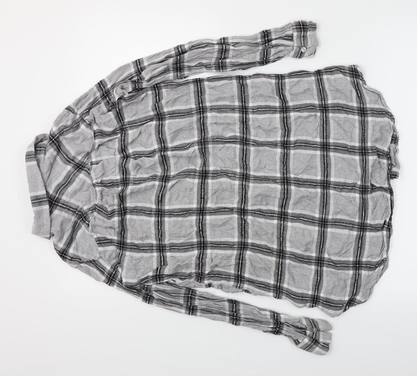 H&M Womens Grey Plaid  Basic Button-Up Size 12