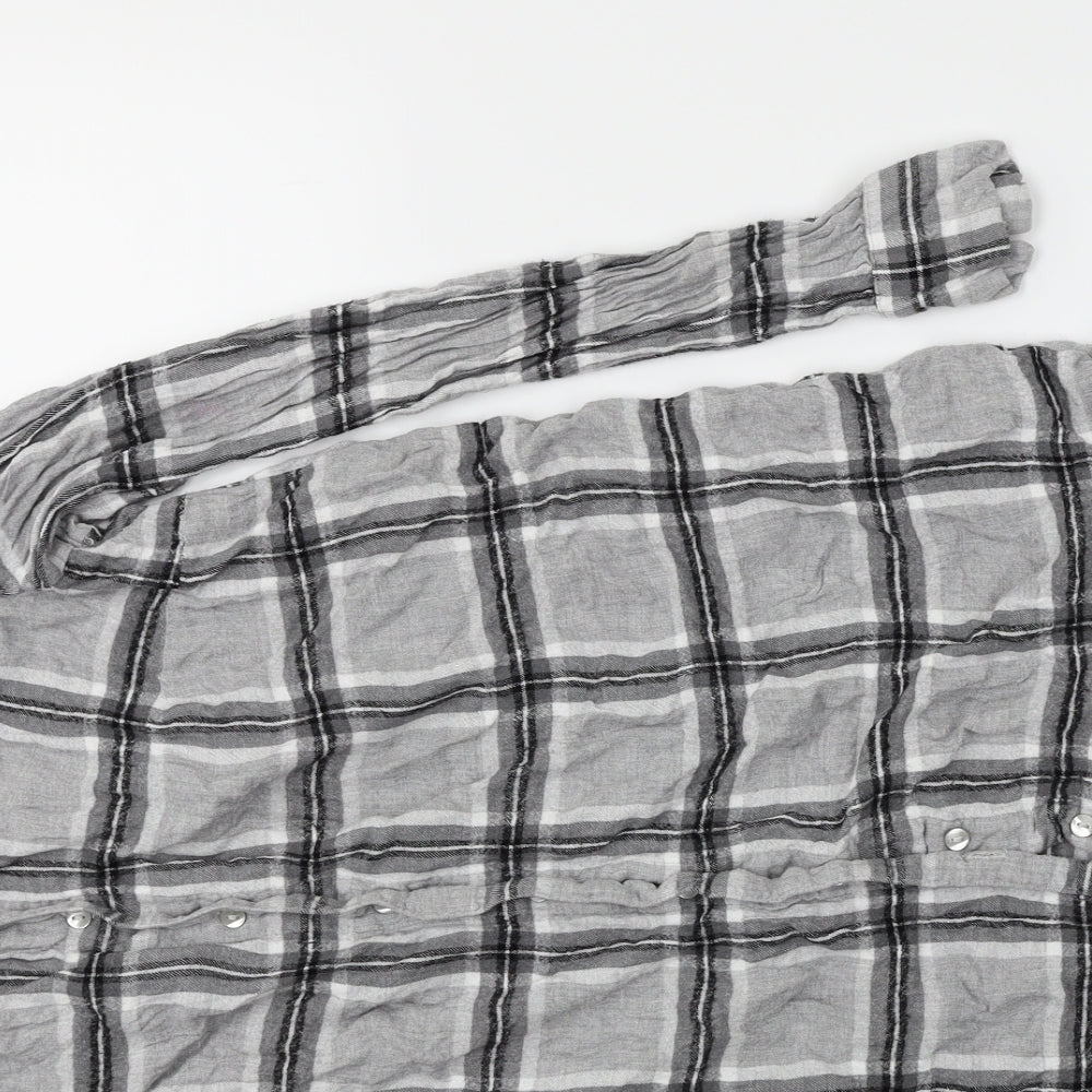 H&M Womens Grey Plaid  Basic Button-Up Size 12