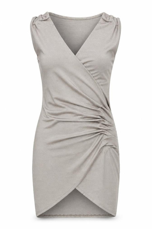 Front view of I SAW IT FIRST women’s beige bodycon, size UK 10