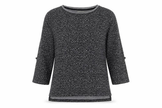 Front view of Papaya women’s black knit jumper, size UK 12
