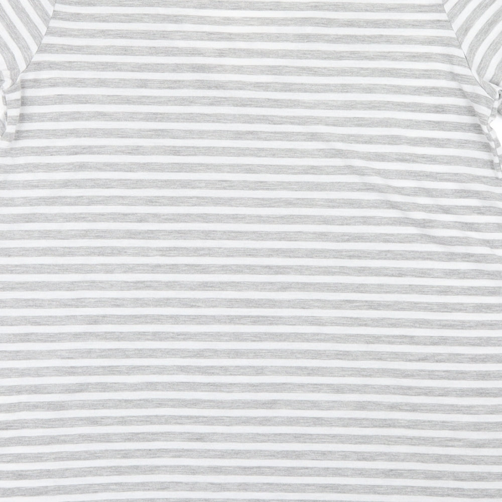 Papaya Womens Grey Striped  Basic T-Shirt Size M