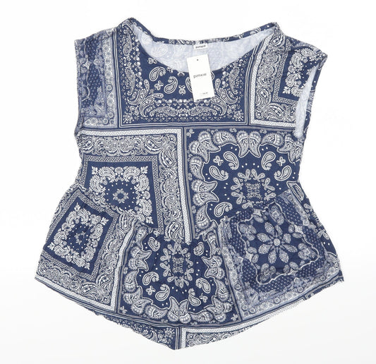 Pimkie Womens Blue Paisley  Basic T-Shirt Size M