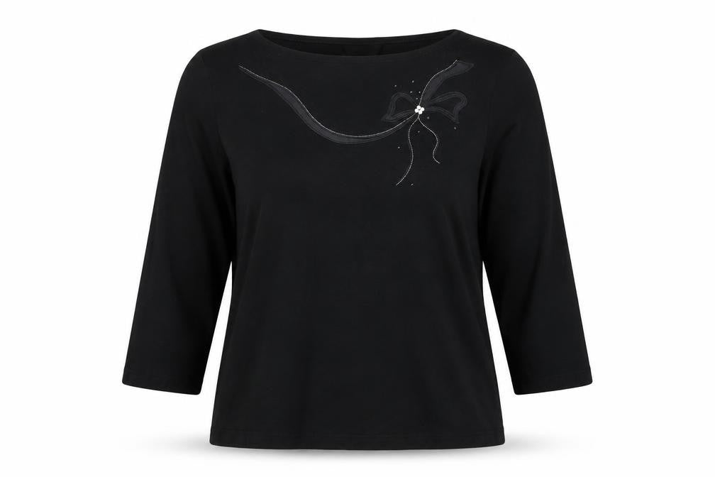 Marks & Spencer Womens Black   Basic T-Shirt Size 14  - Bow