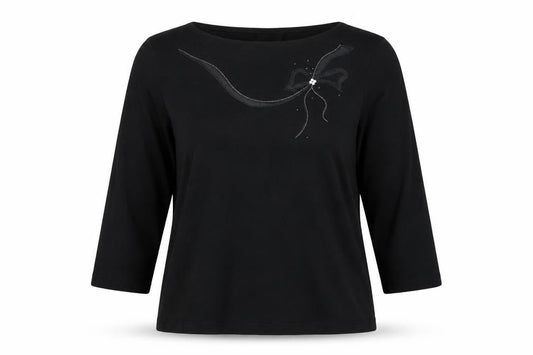 Marks and Spencer Womens Black   Basic T-Shirt Size 14  - Bow