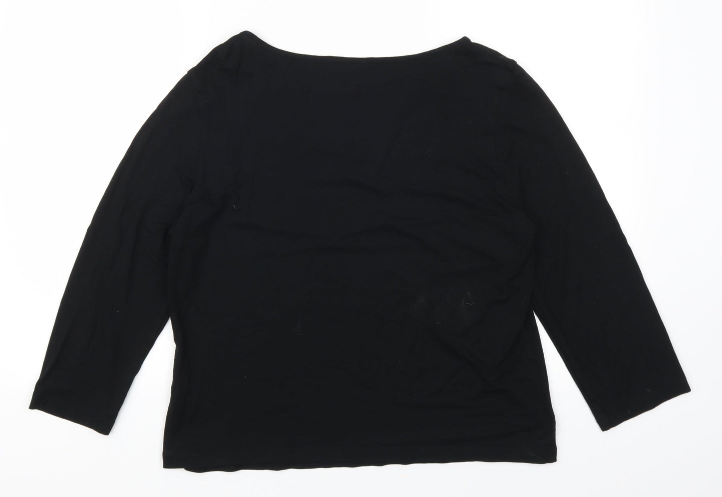 Marks and Spencer Womens Black   Basic T-Shirt Size 14  - Bow