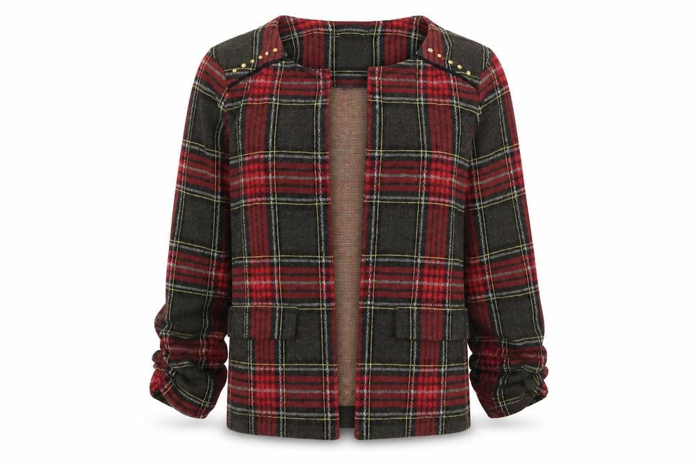 NEXT Girls Red Check  Jacket  Size 7 Years  - Green