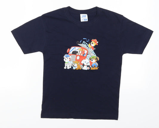 JHK Girls Blue   Basic T-Shirt Size 7-8 Years  - Dog Firefighters