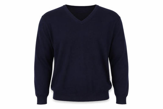 Front view of Marks & Spencer men’s blue pullover sweatshirt, size M