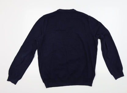 Back view of Marks & Spencer men’s blue pullover sweatshirt, size M