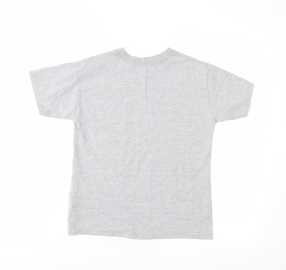 Back view of Disney girls’ grey jersey basic t-shirt, size S, - mermaid