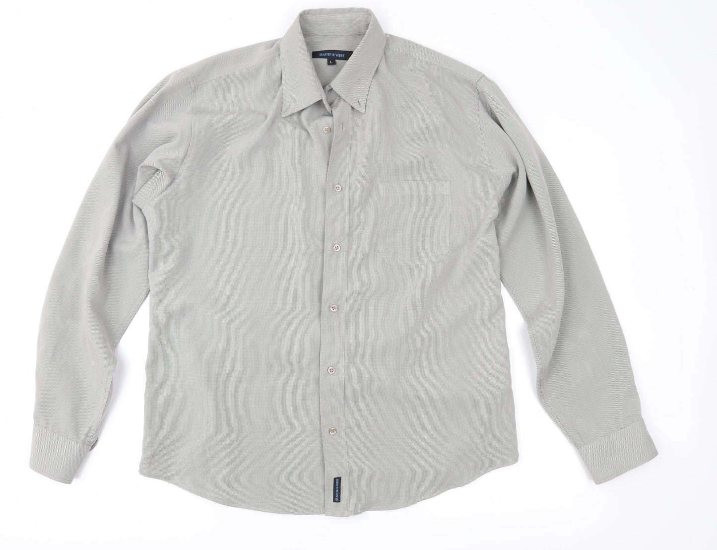Chapter & Verse Mens Grey Check   Button-Up Size L