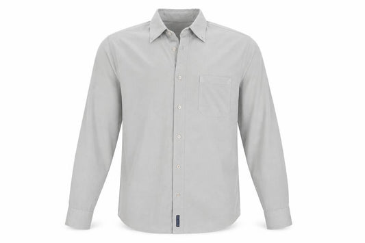 Front view of Chapter & Verse men’s grey check button-up, size L