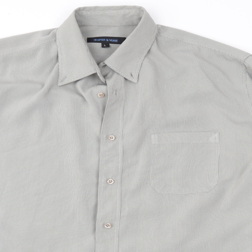 Chapter & Verse Mens Grey Check   Button-Up Size L