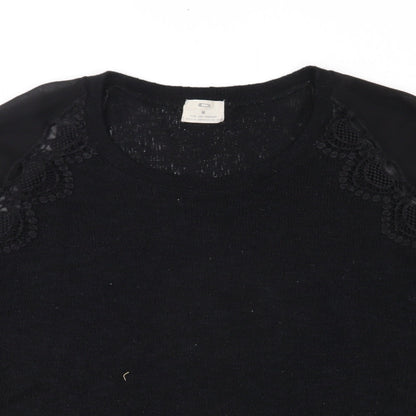 Close-up detail of Pins & Needles women’s black knit jumper, size M