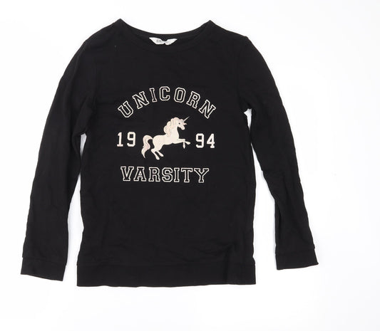 H&M Girls Black   Pullover Sweatshirt Size 11-12 Years