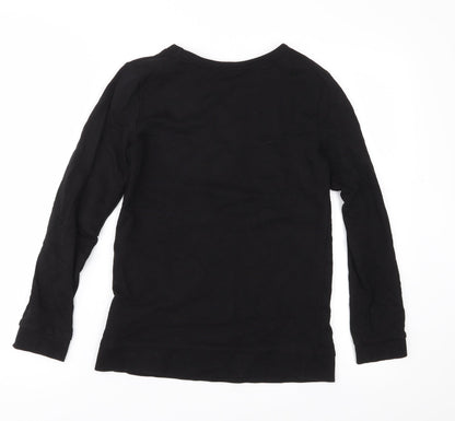 Back view of H&M girls’ black pullover sweatshirt, size 11-12, years