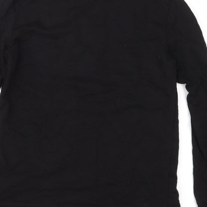 Brand and care label for H&M girls’ black pullover sweatshirt, size 11-12, years