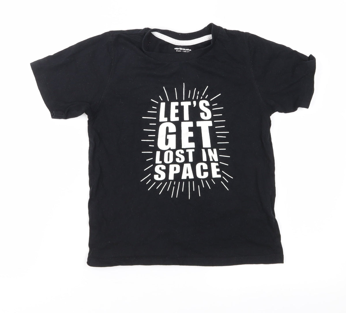 Vertbaudet Boys Black  Jersey Basic T-Shirt Size 8 Years