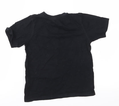 Back view of Vertbaudet boys’ black jersey basic t-shirt, size 8, years