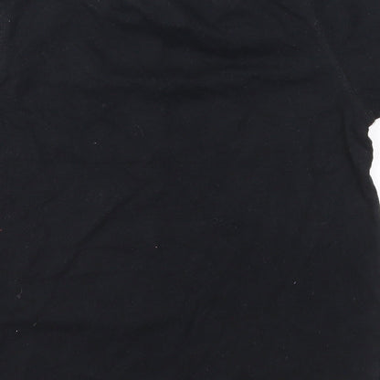Brand and care label for Vertbaudet boys’ black jersey basic t-shirt, size 8, years